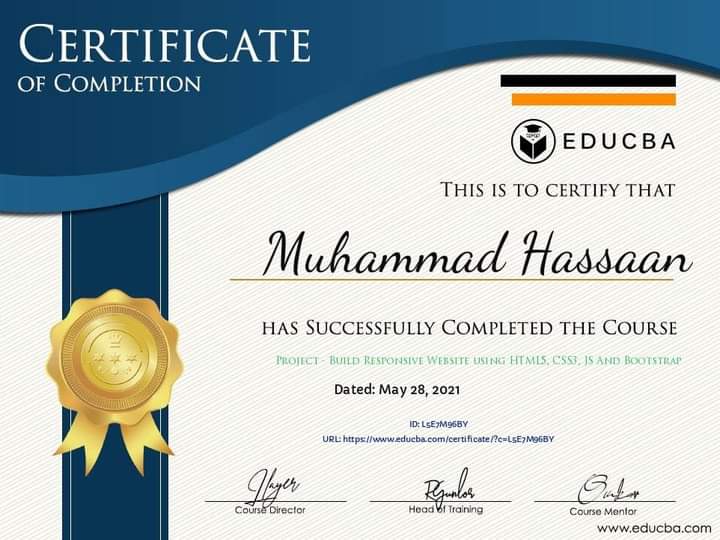 EDUCBA Certificiate